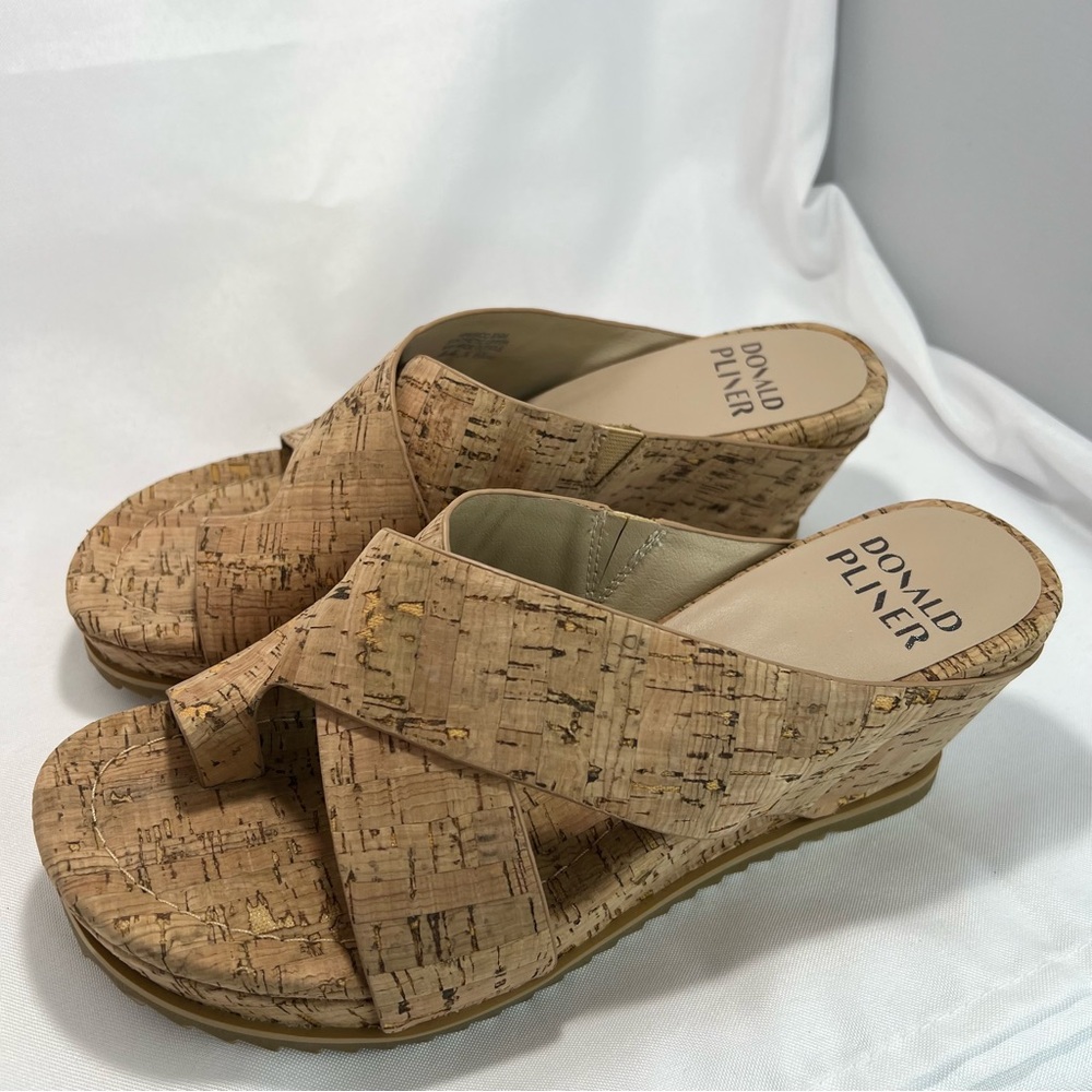 New Donald Pliner Sisu Cork Wedge Sandal Sz 8.5 | Boho Coastal | Retail $178